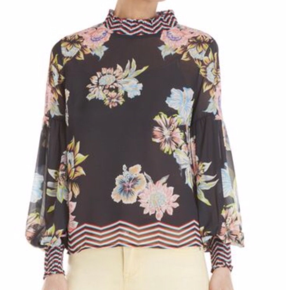 Floral sheer blouse - jealous tomato